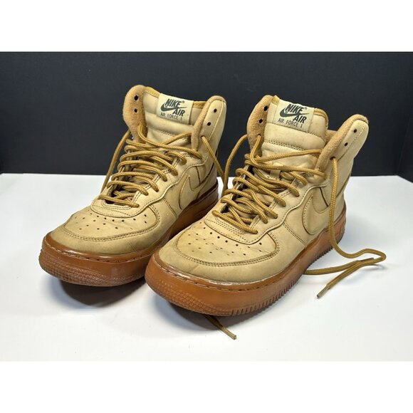 Nike Air Force One High Tops Wheat Sneakers 922066-203 Youth Size 7 - Picture 1 of 16